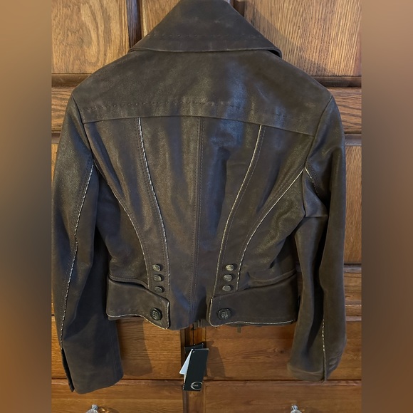Just Cavalli NWT Brown Zip-up Leather Overcoat/Jacket Pelle - SZ 42 - Picture 12 of 14